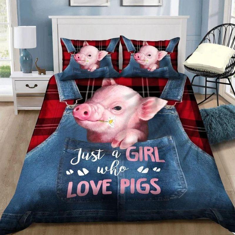 Just A Girl Who Love Pigs Bedding Set Pig Lovers Farmer Country Girl Gift