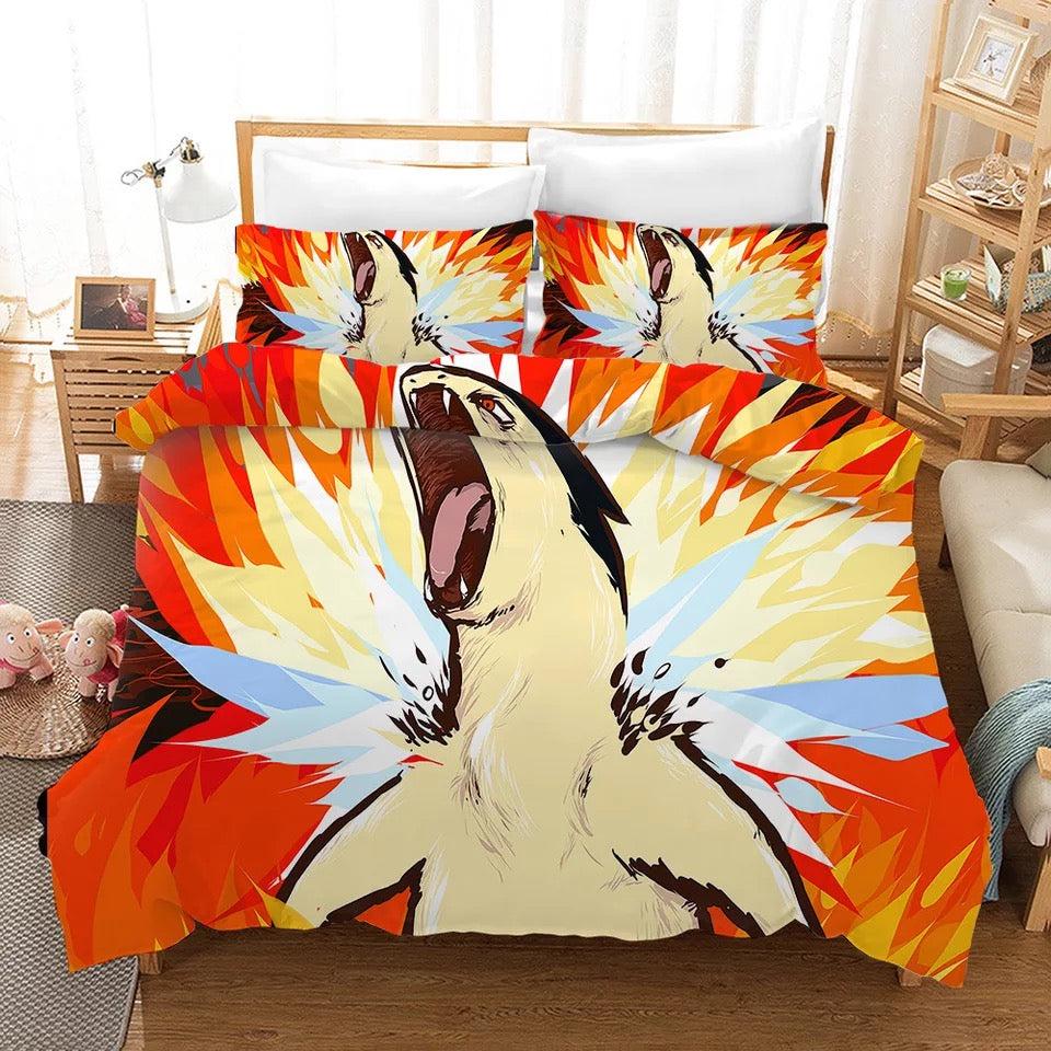 Pokemon Pikachu Typhlosion  #21 Duvet Cover Quilt Cover Pillowcase Bedding Set Bed Home Bedroom Decor