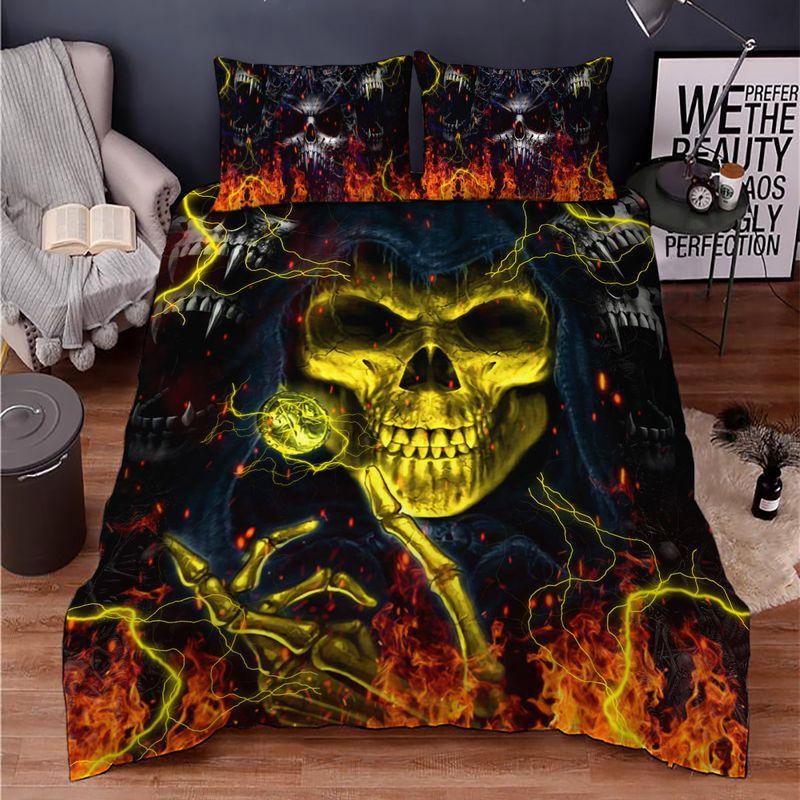Golden Lucifer Morning Star Satanic Coin Grim Reaper Fire Skull