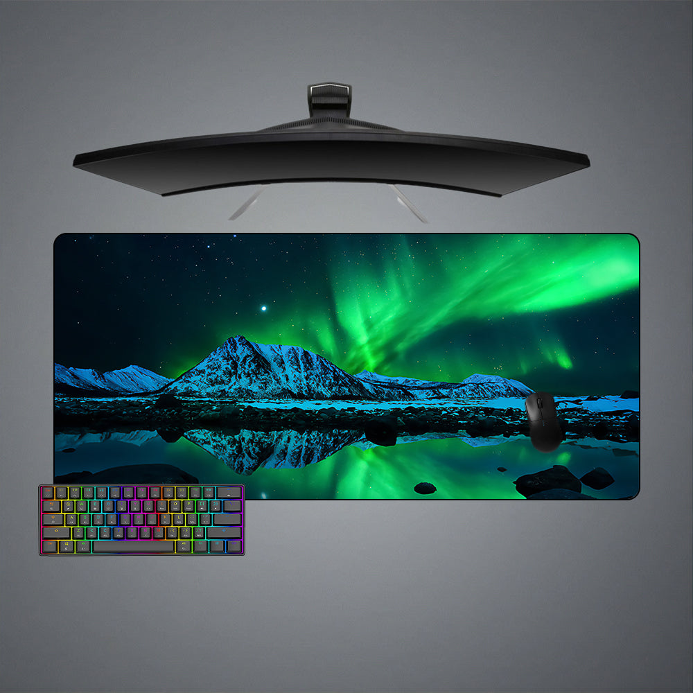 Allleftout Green Aurora Borealis Design Gaming Mouse Pad, Computer Desk Mat