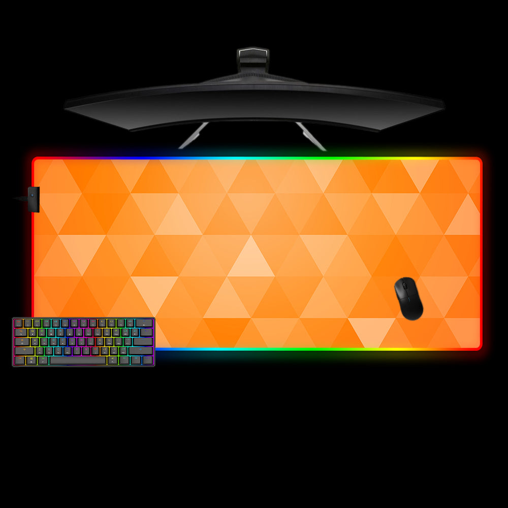 Allleftout Orange Triangles Design Rgb Gaming Mouse Pad, Computer Desk Mat