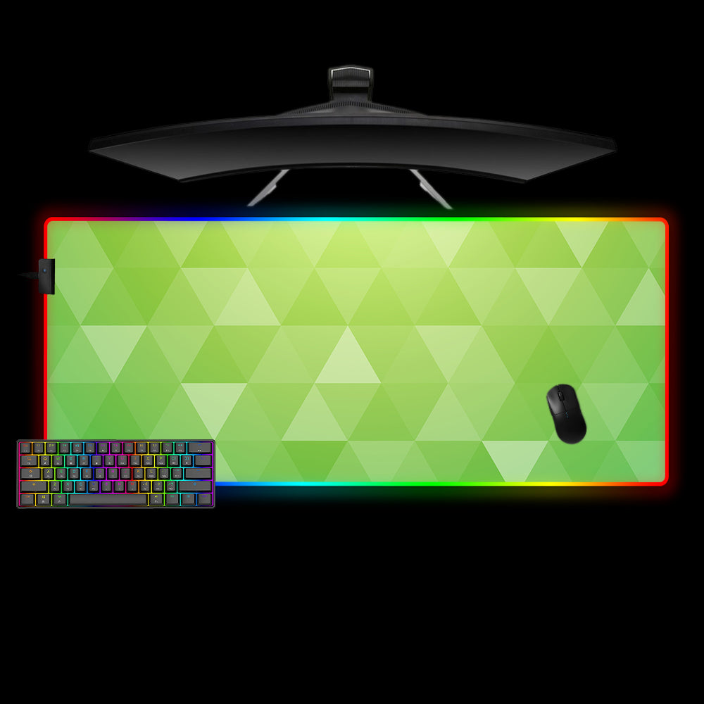 Allleftout Bright Green Triangles Design Rgb Gaming Mouse Pad, Computer Desk Mat