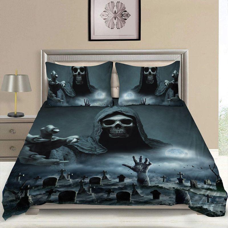 Death Skull Bedding Set Halloween Tombstone Bedding Set Halloween Gift