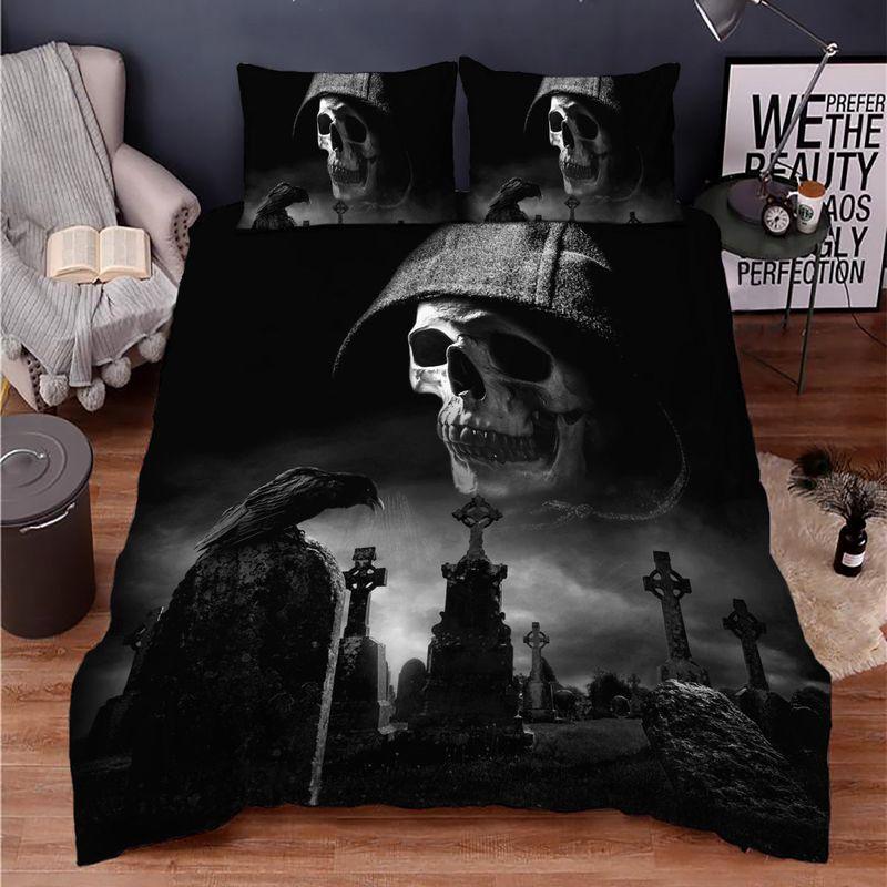 Death Night Skull Bedding Set Halloween Night Bedding Set Halloween Gift