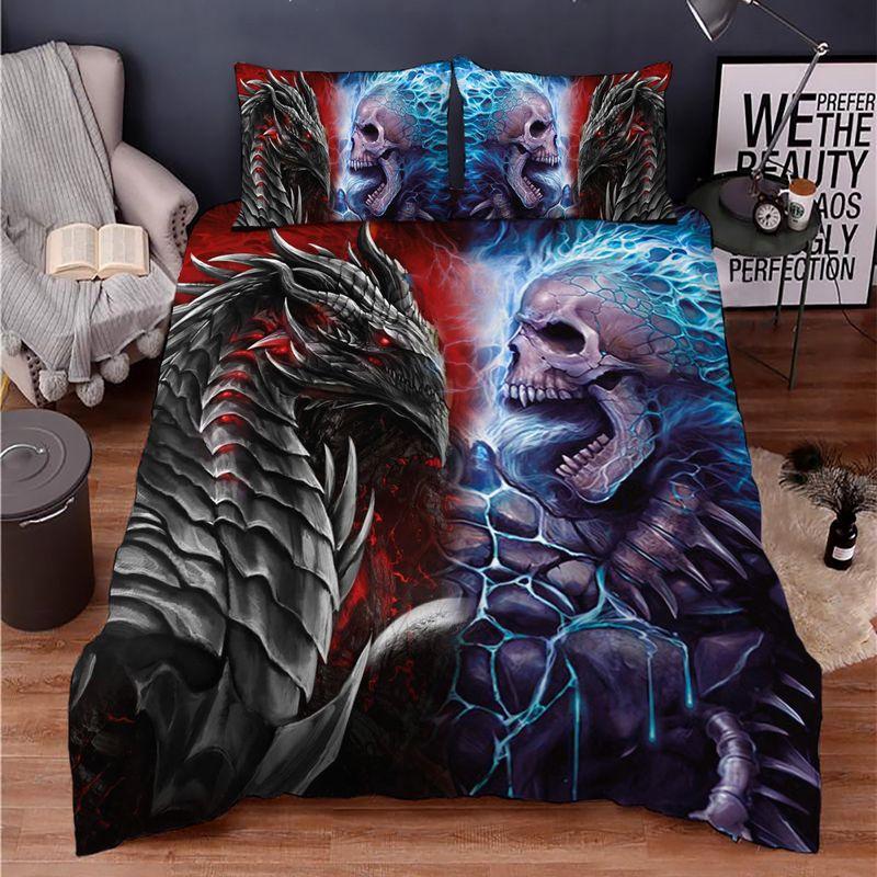 Skull War Dragon Bedding Set Dragon Bedding Set Son Birthday Gift
