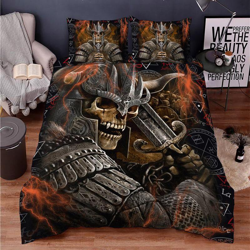 Combatant Samurai Warrior Skull Bedding Set Son Gift Birthday