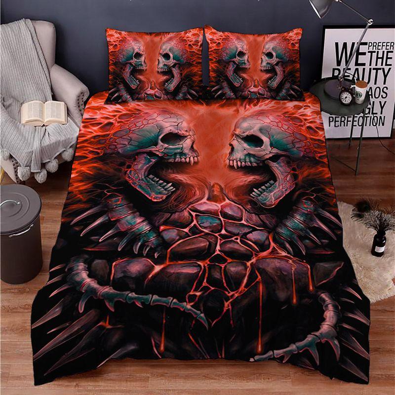 Skull War Red Bedding Set Skull Bedding Set Halloween Gift Idea