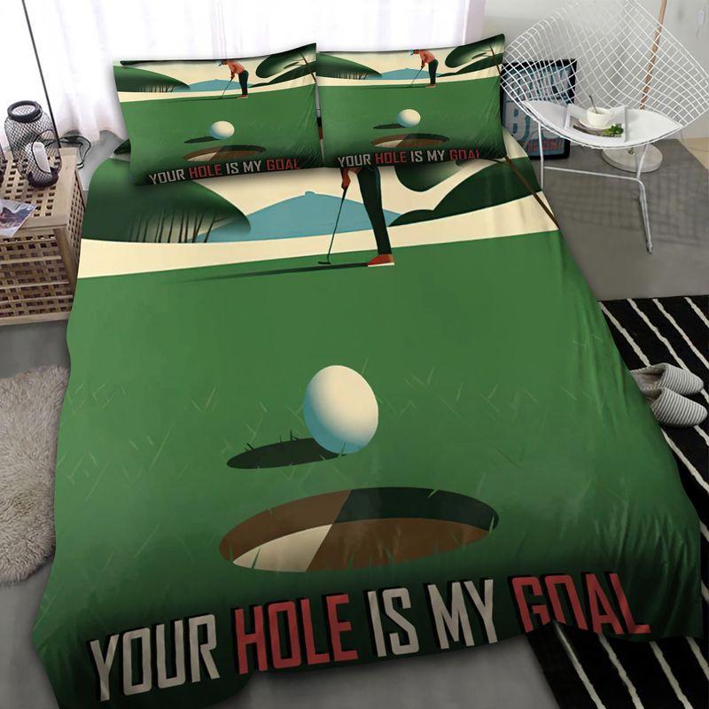 Golf Lovers Modern Drawing Bedding Set Your Hole Is My Goal