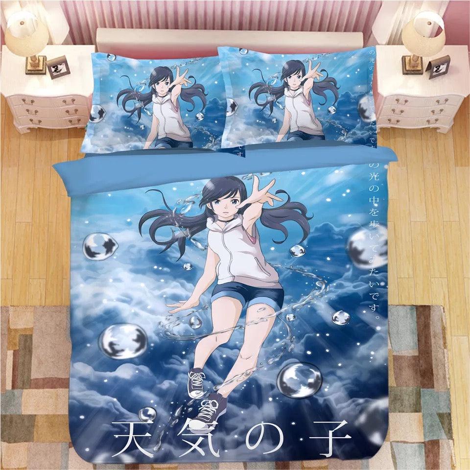 Tenki No Ko Makoto Shinkai Weathering With You  #7 Duvet Cover Quilt Cover Pillowcase Bedding Set Bed Home Bedroom Decor