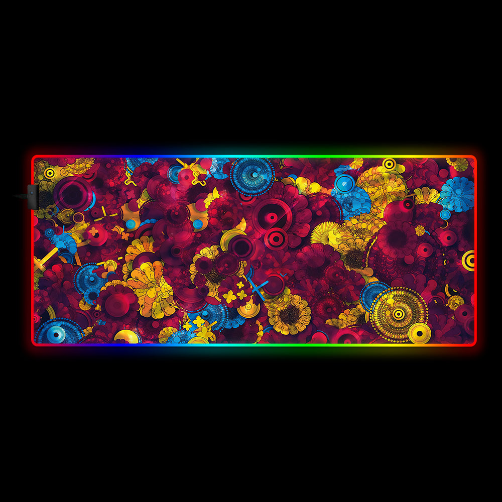 Allleftout Colorful Fractals Design Rgb Gaming Mouse Pad, Computer Desk Mat