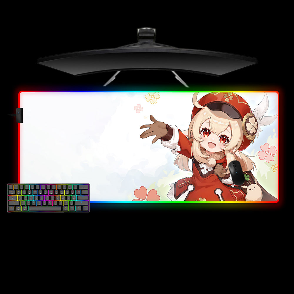 Allleftout Klee Happy Waving Design Rgb Gaming Mouse Pad, Computer Desk Mat