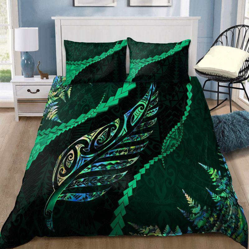 Paua Shell Maori Silver Fern Bedding Set Tropical Leaf Hawaii Printed Gift