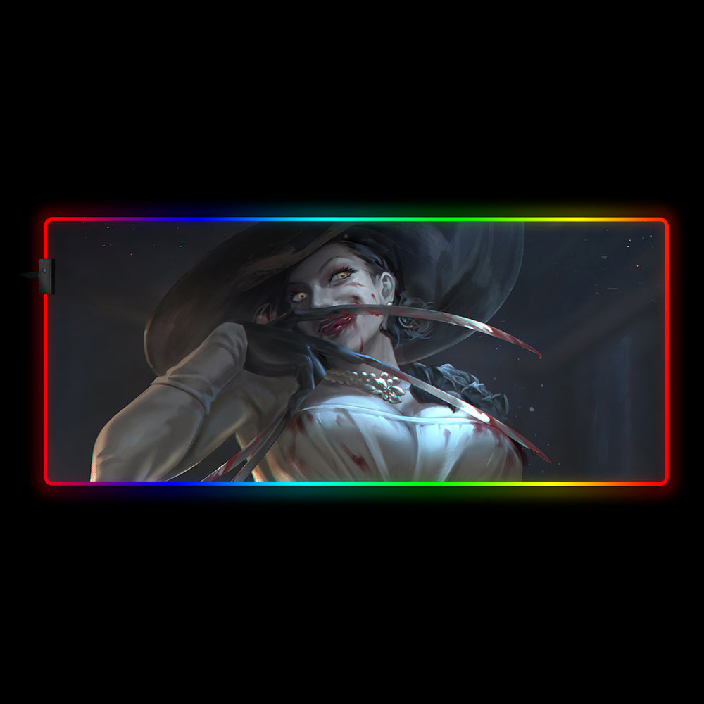 Allleftout Lady Dimitrescu Claws Design Rgb Gaming Mouse Pad, Computer Desk Mat