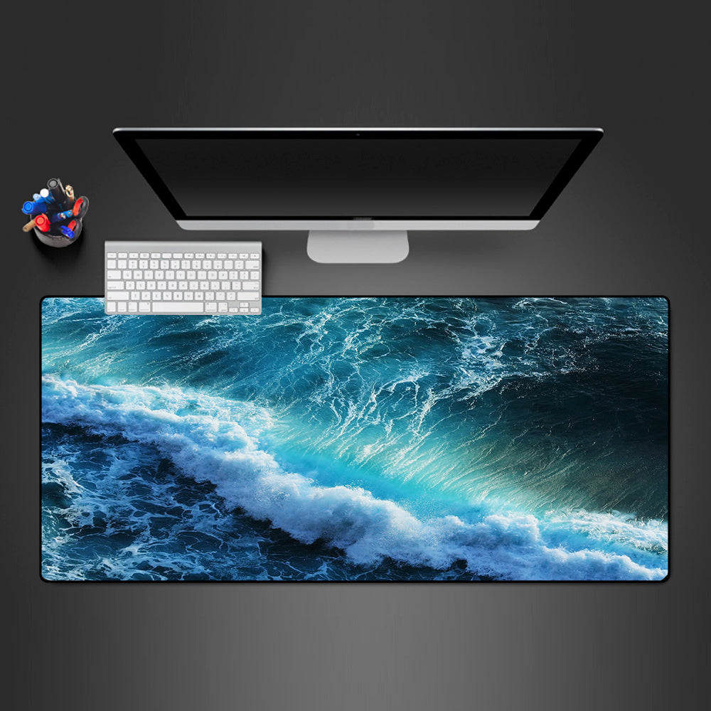 Allleftout Sea Wave Design Gaming Mouse Pad, Computer Desk Mat