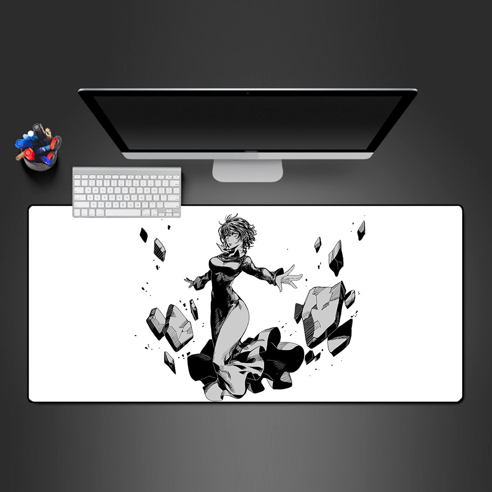 Allleftout Fubuki Black And White Design Gaming Mouse Pad, Computer Desk Mat
