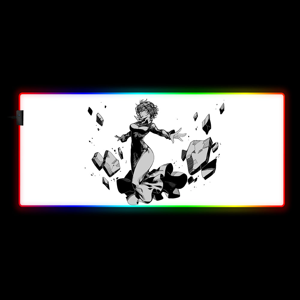Allleftout Fubuki Black And White Design Rgb Gaming Mouse Pad, Computer Desk Mat