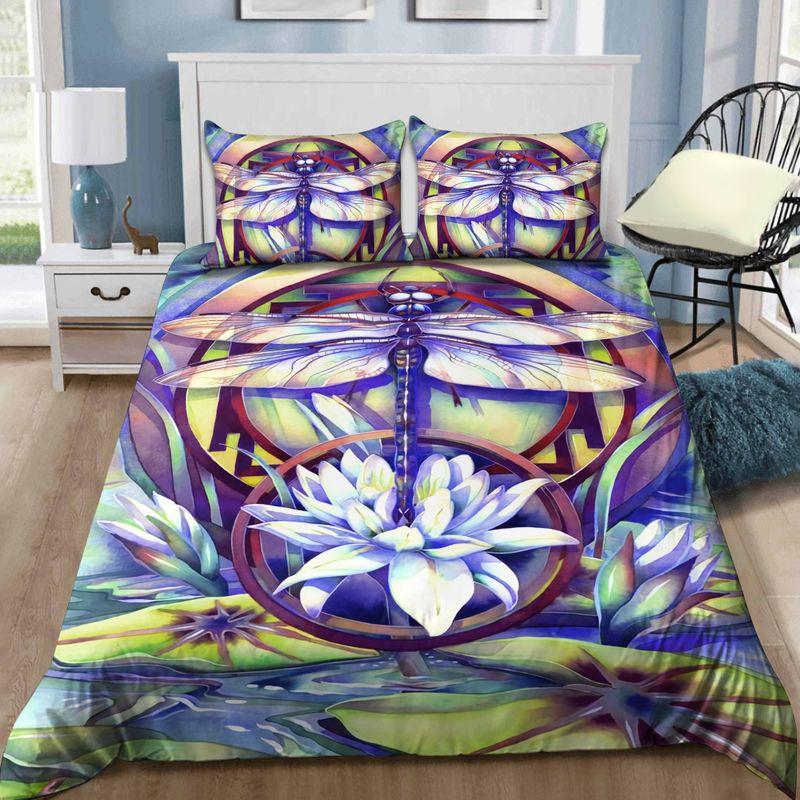Dragonfly Bedding Set Lotus Lovers Dragonflies Lovers Gift Idea