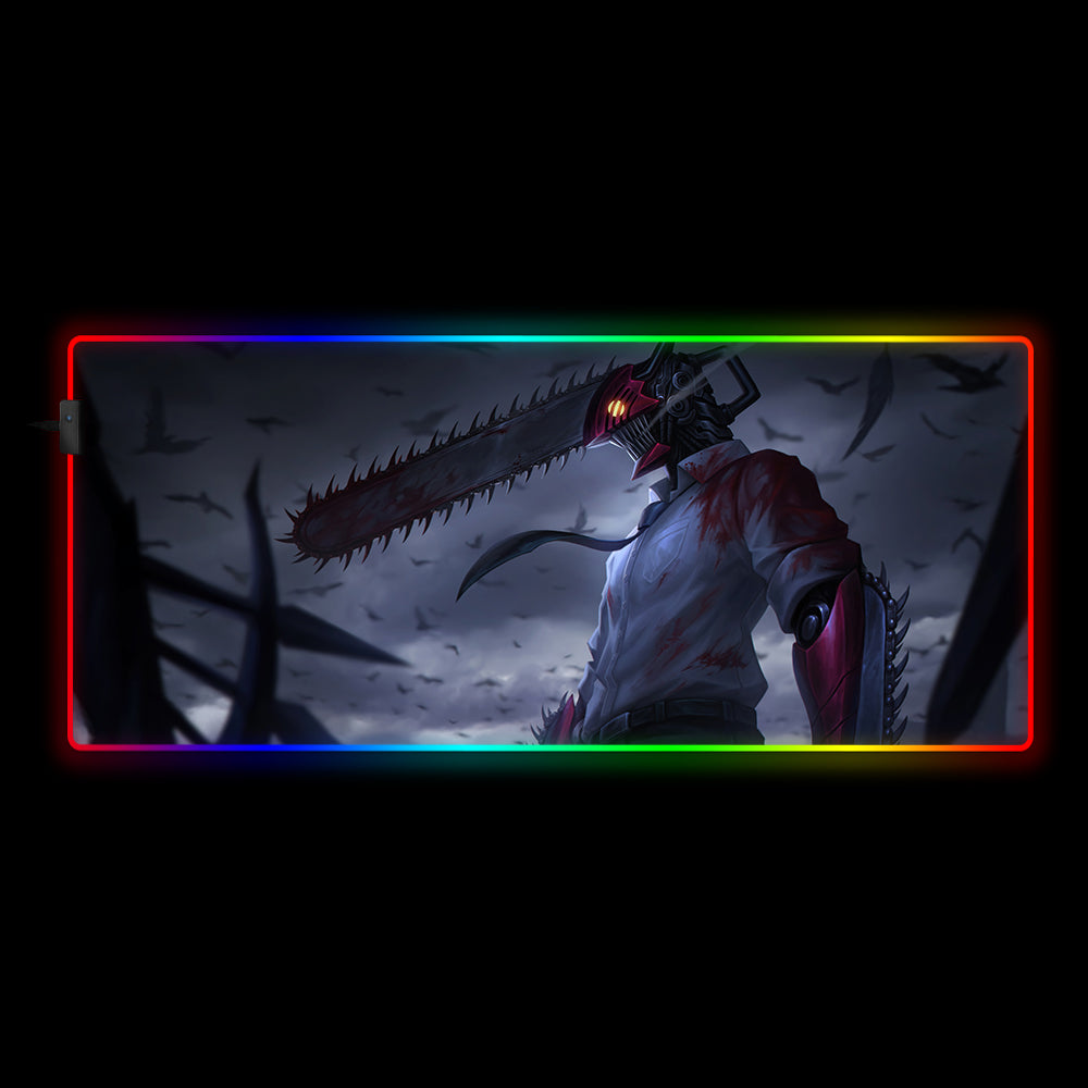 Allleftout Denji Dark Design Rgb Gaming Mouse Pad, Computer Desk Mat