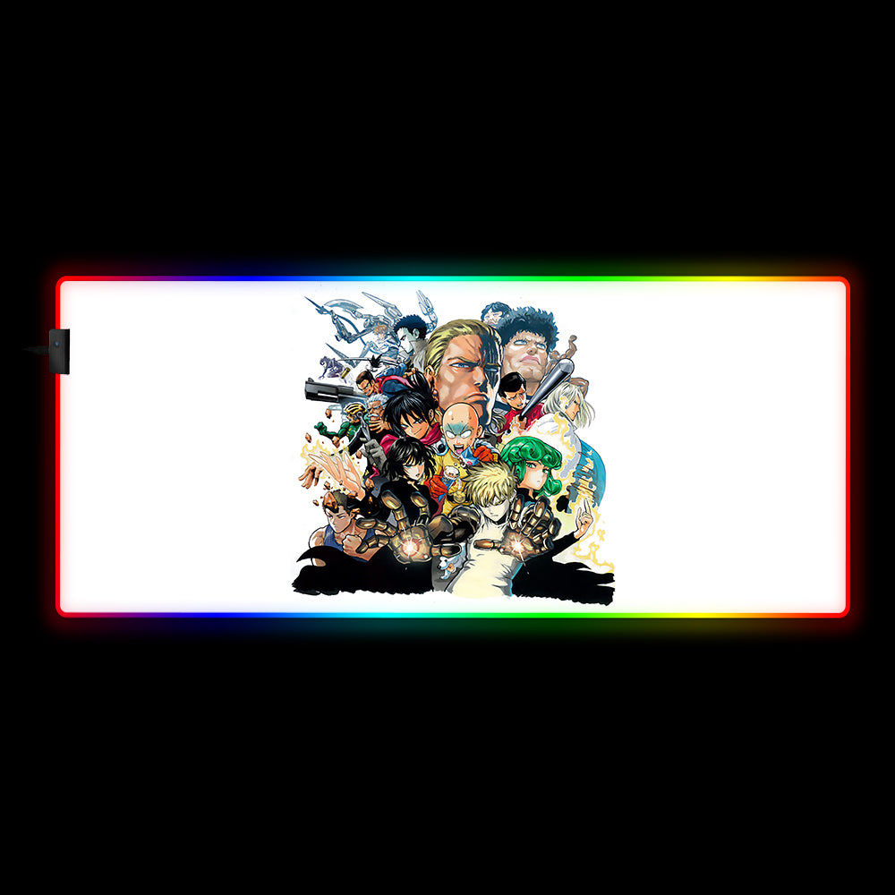 Allleftout One Punch Man Characters Design Rgb Gaming Mouse Pad, Computer Desk Mat