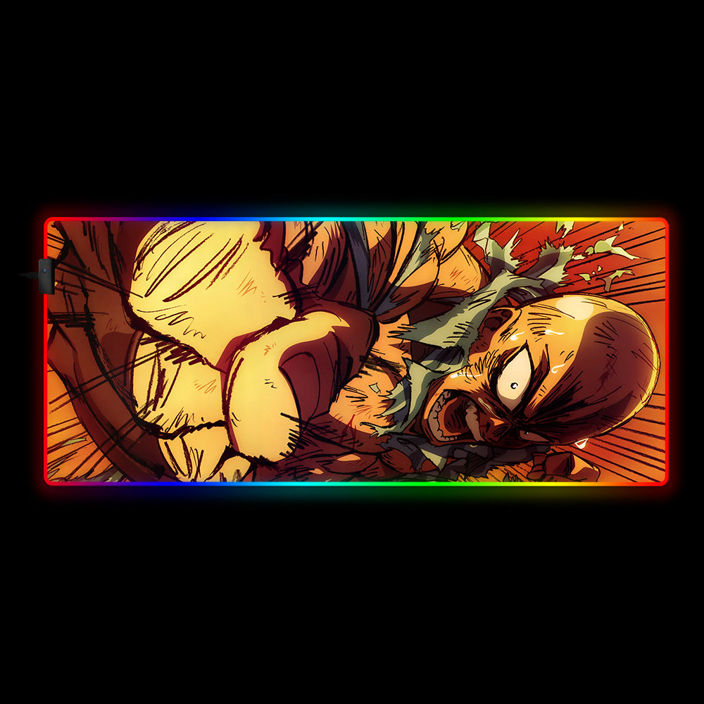 Allleftout Saitama Blow Design Rgb Gaming Mouse Pad, Computer Desk Mat