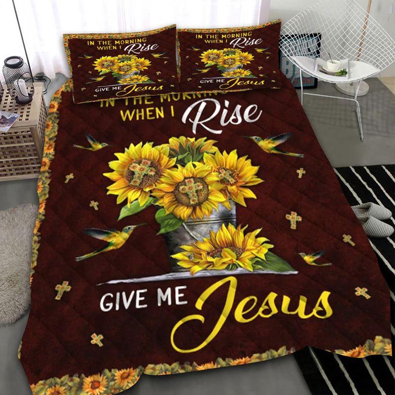 Hummingbird And Sunflowers Bedding Set In The Morning When I Rise Give Me Jesus