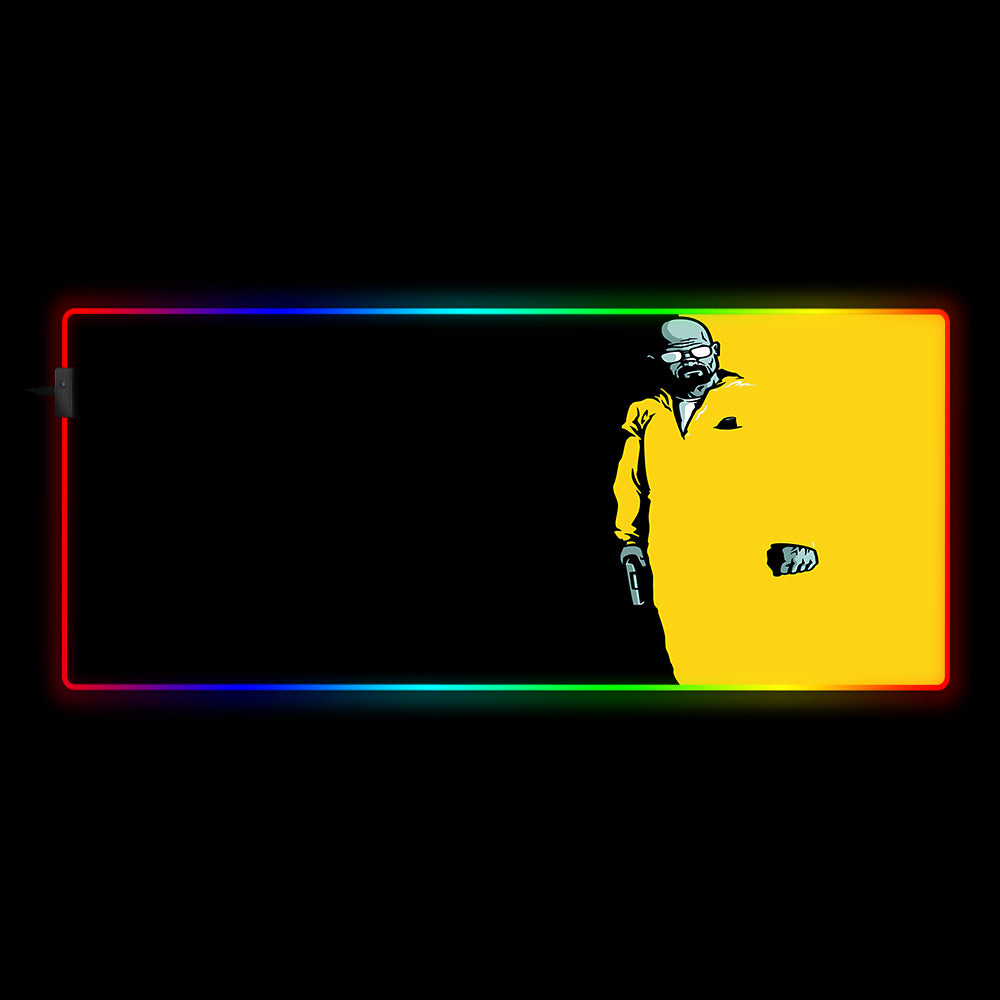 Allleftout Heisenberg Black And Yellow Design Rgb Gaming Mouse Pad, Computer Desk Mat