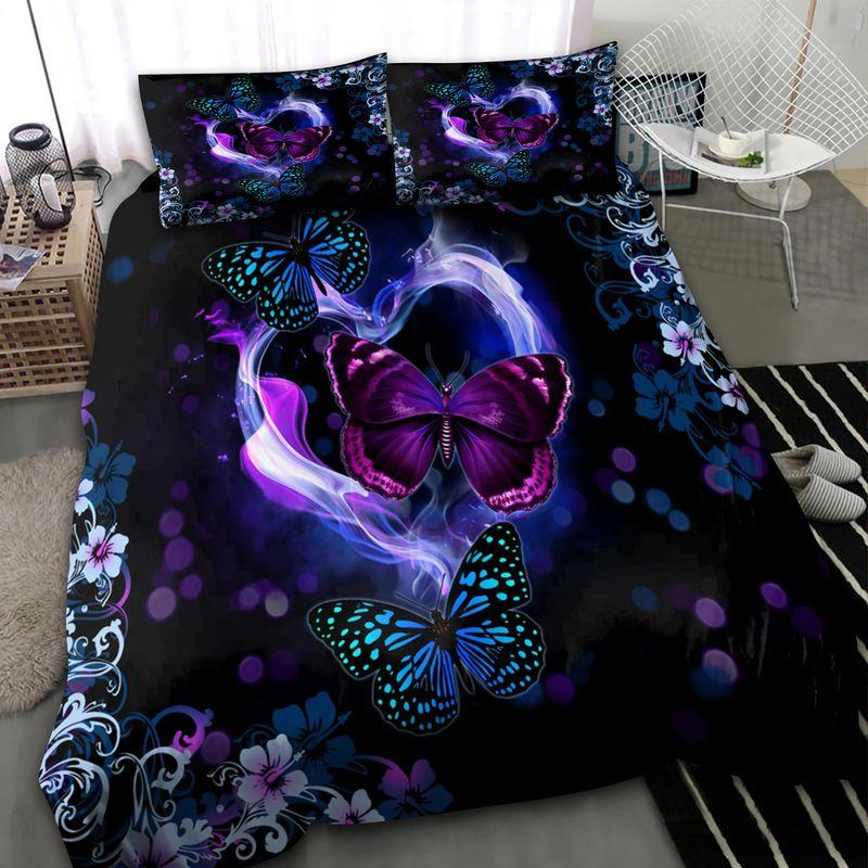 Magical Butterflies Heart Bedding Set Galax Outer Space Flowers