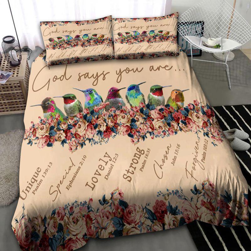 Hummingbird Bedding Set God Say You Are Unique Special Lovely Strong
