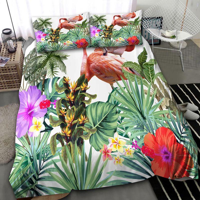 Flamingo Bedding Set Summer Tropical Flower Forest Floral Garden