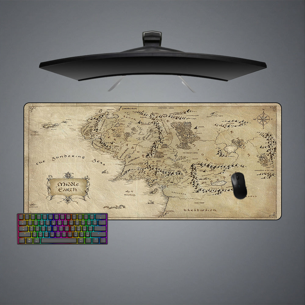 Allleftout Middle Earth Map Design Gaming Mouse Pad, Computer Desk Mat