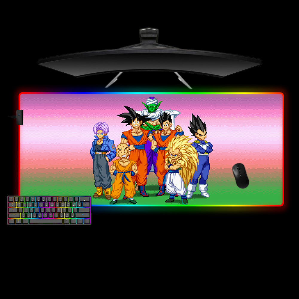 Allleftout Dbz Pixel Art Design Rgb Gaming Mouse Pad, Computer Desk Mat
