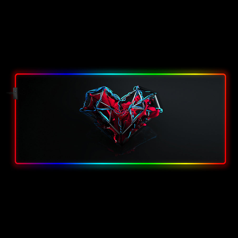 Allleftout Geometric Heart Design Rgb Gaming Mouse Pad, Computer Desk Mat