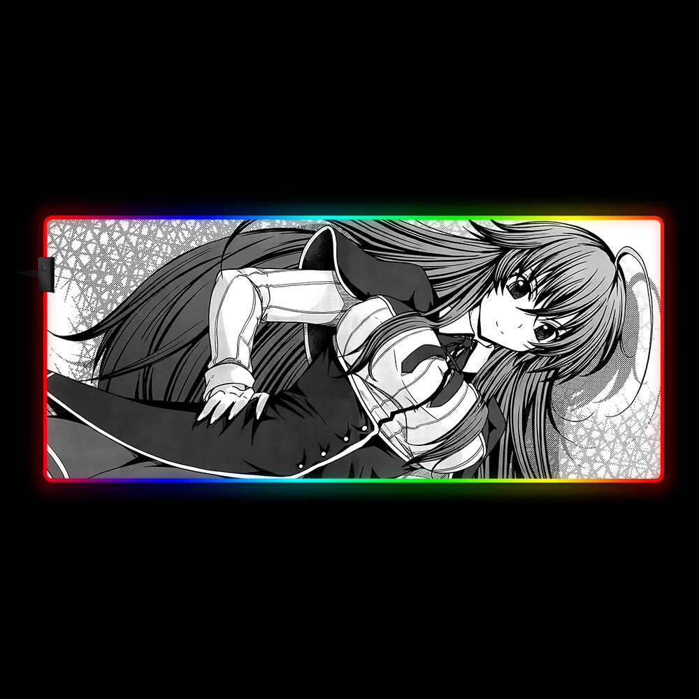 Allleftout Rias Black And White Design Rgb Gaming Mouse Pad, Computer Desk Mat
