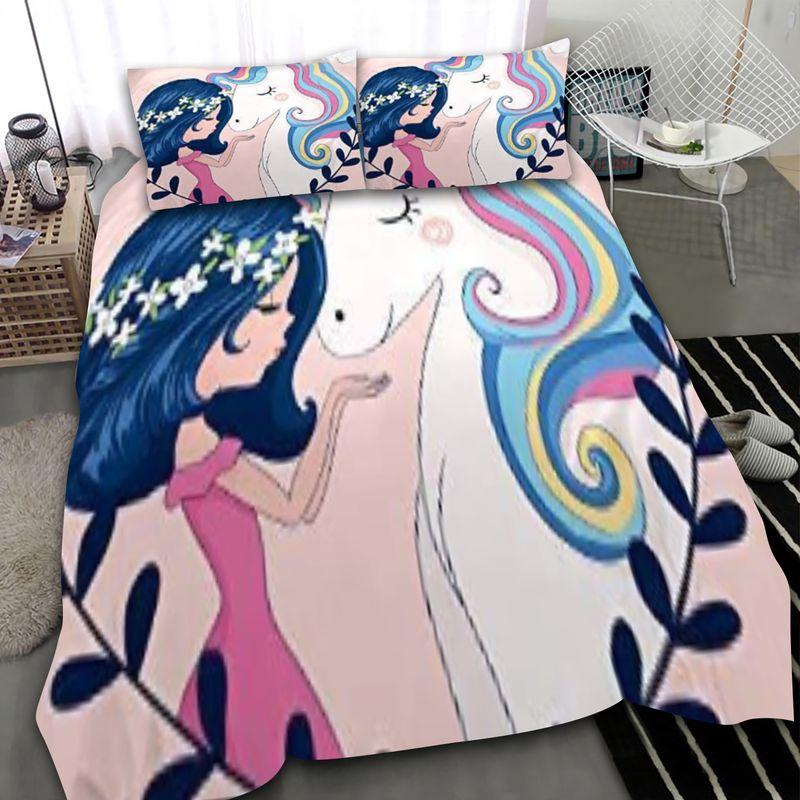 Chubby Unicorn Bedding Set Little Girl With Unicorn Bed Set Unicorn Lover Gift