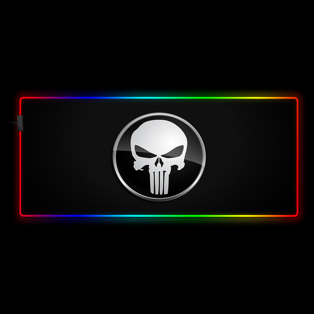 Allleftout Punisher Logo Design Rgb Gaming Mouse Pad, Computer Desk Mat