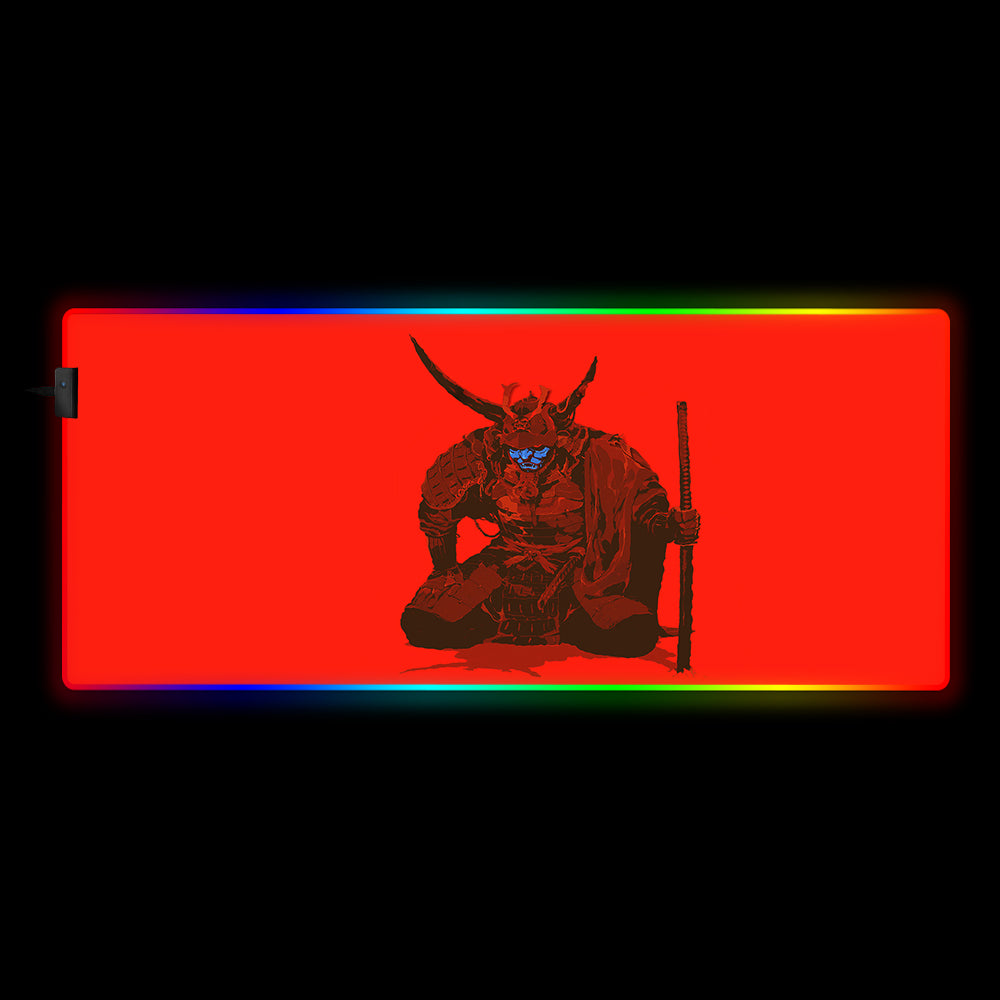 Allleftout Samurai Red Design Rgb Gaming Mouse Pad, Computer Desk Mat