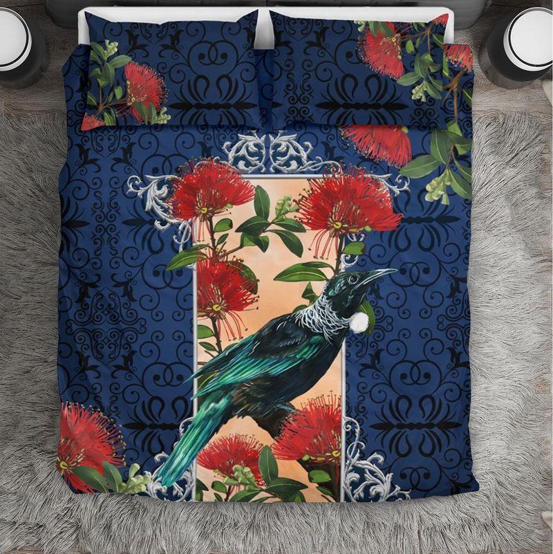Tui And Pohutukawa New Zealand Tribal Pattern Bed Set Family Gift