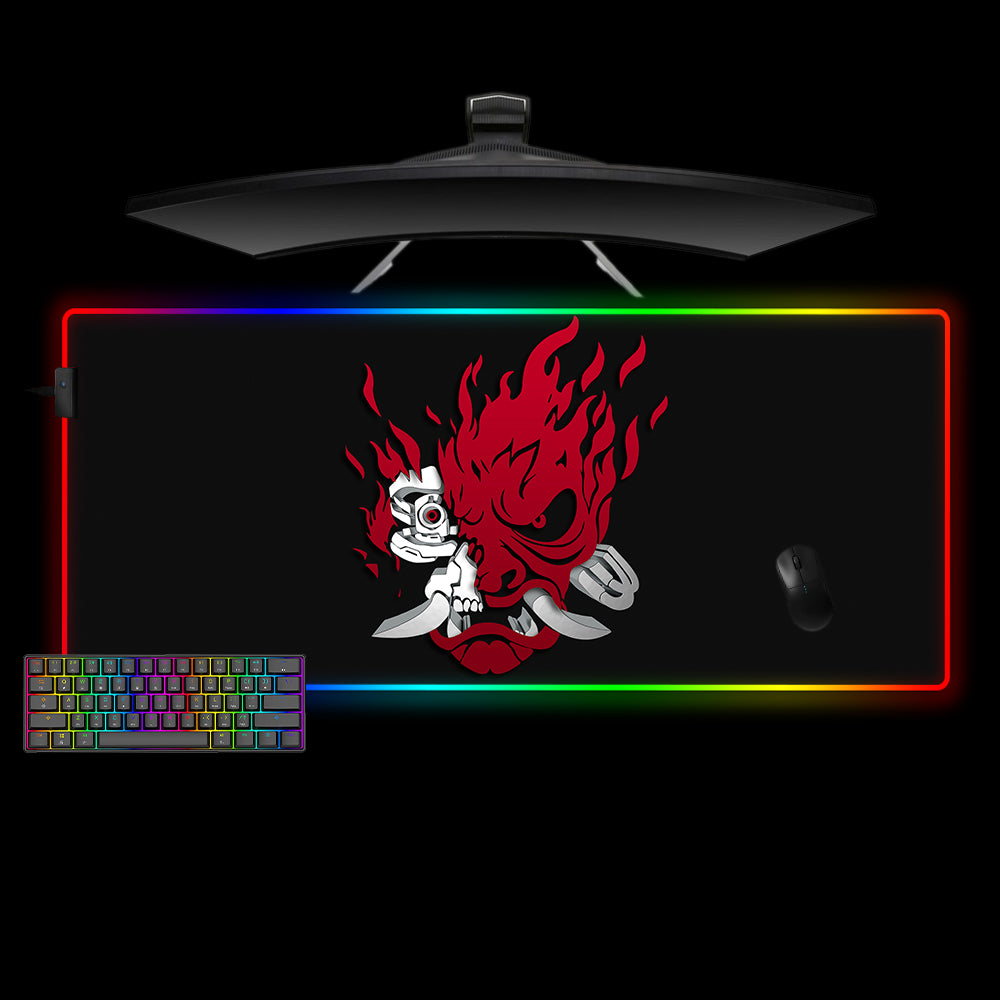 Allleftout Cyberpunk Samurai Logo Design Rgb Gaming Mouse Pad, Computer Desk Mat