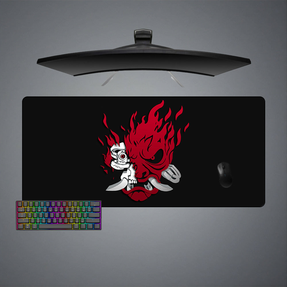 Allleftout Cyberpunk Samurai Logo Design Gaming Mouse Pad, Computer Desk Mat