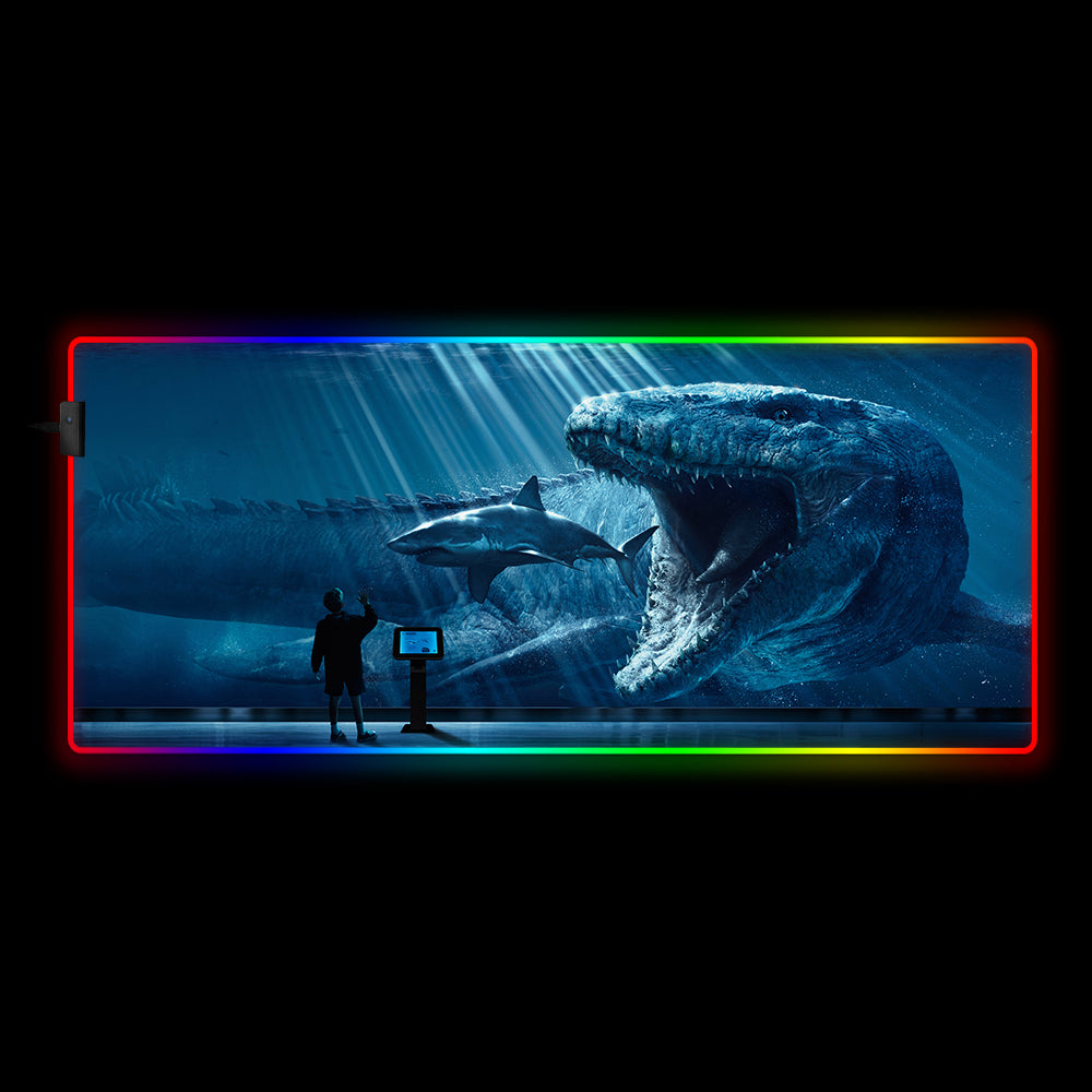 Allleftout Mosasaurus Aquarium Design Rgb Gaming Mouse Pad, Computer Desk Mat