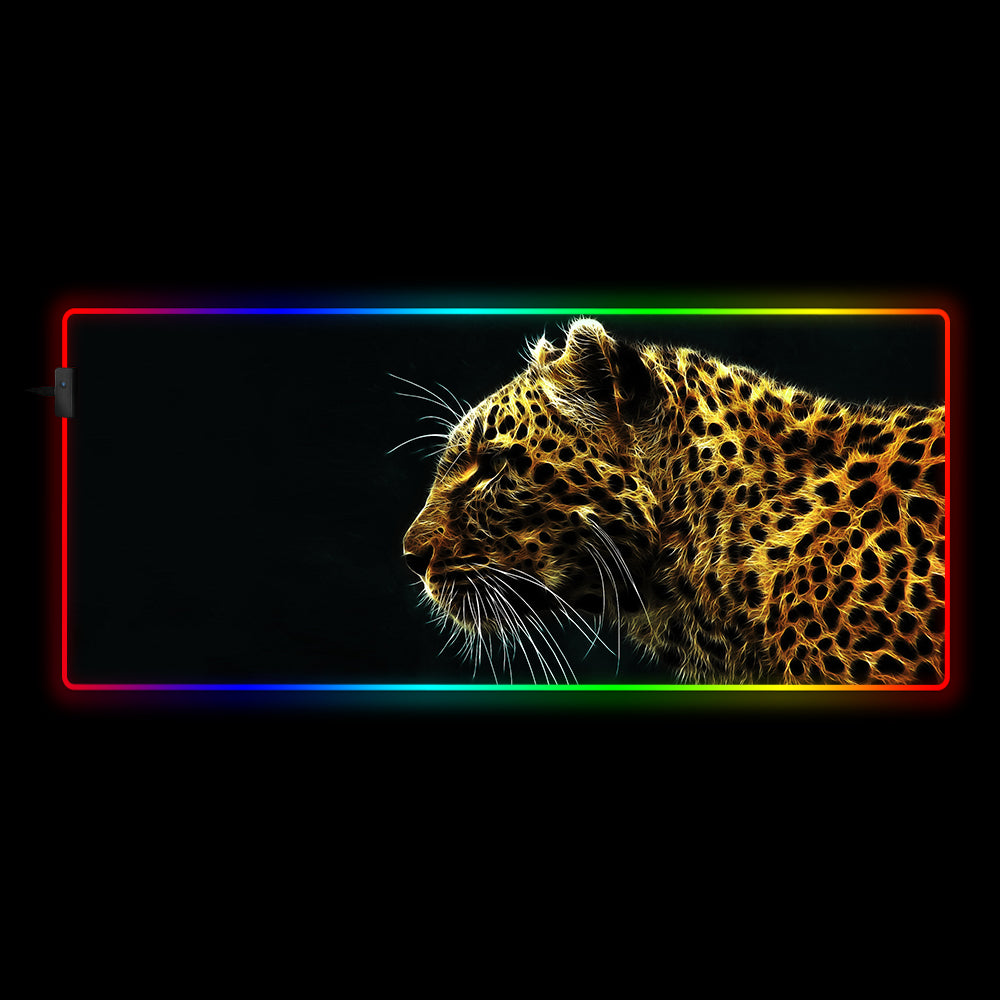 Allleftout Leopard Design Rgb Gaming Mouse Pad, Computer Desk Mat