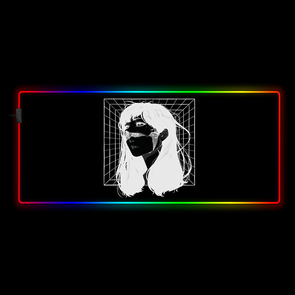 Allleftout Face Cyberware Design Rgb Gaming Mouse Pad, Computer Desk Mat