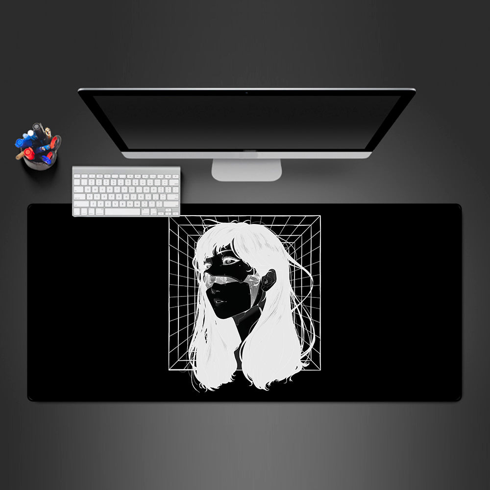 Allleftout Face Cyberware Design Gaming Mouse Pad, Computer Desk Mat