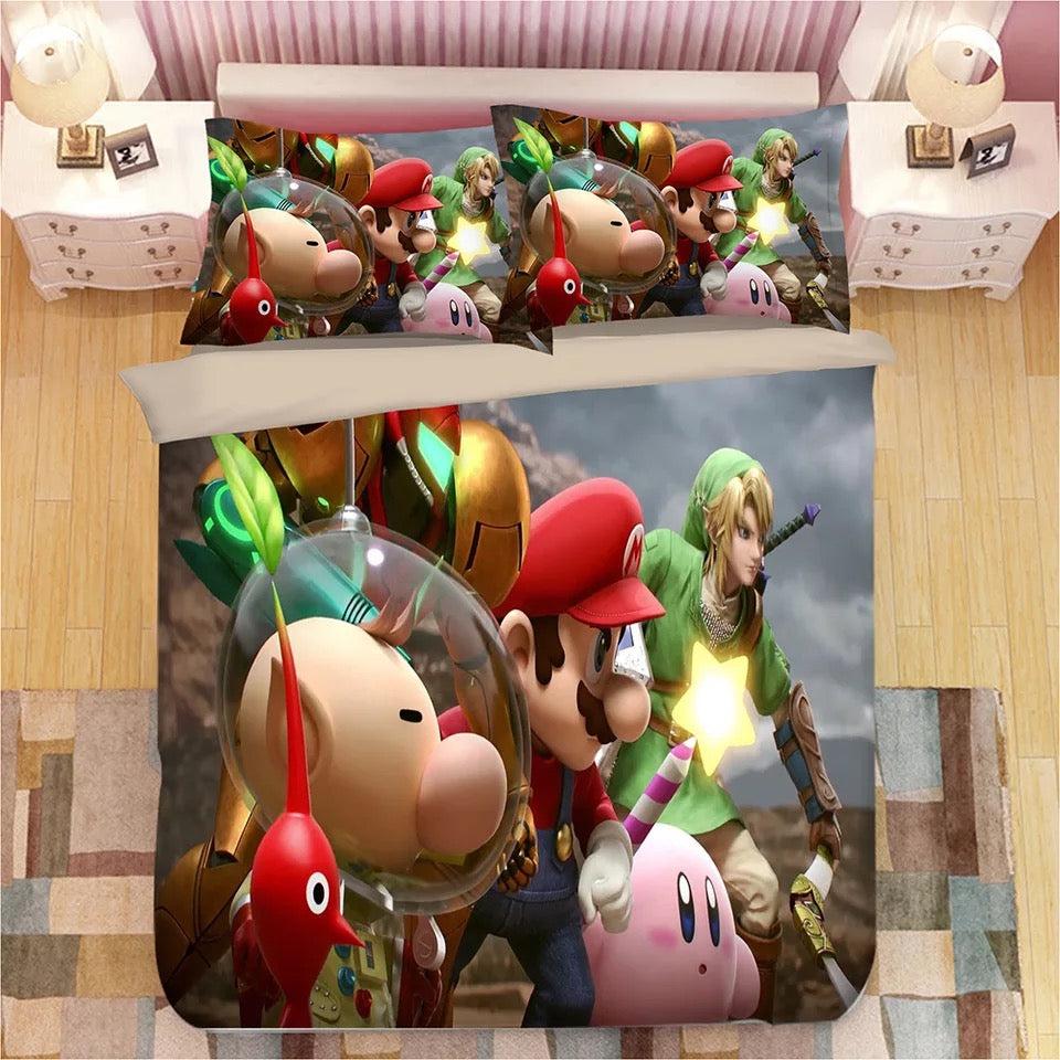 Super Smash Bros. Ultimate Mario  #3 Duvet Cover Quilt Cover Pillowcase Bedding Set Bed Home Bedroom Decor