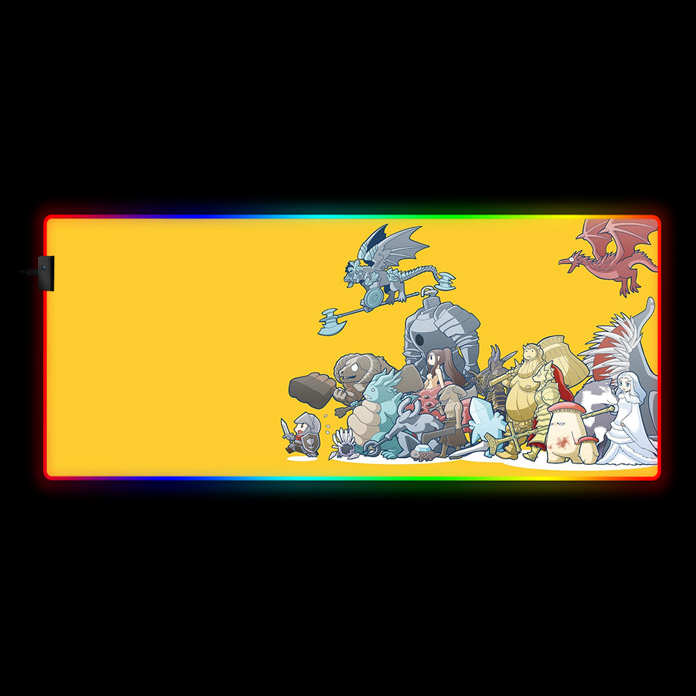 Allleftout Dark Souls Cartoon Style Design Rgb Gaming Mouse Pad, Computer Desk Mat