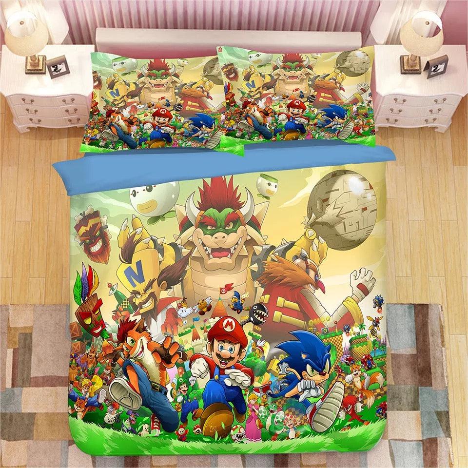 Super Smash Bros. Ultimate Mario  #7 Duvet Cover Quilt Cover Pillowcase Bedding Set Bed Home Bedroom Decor