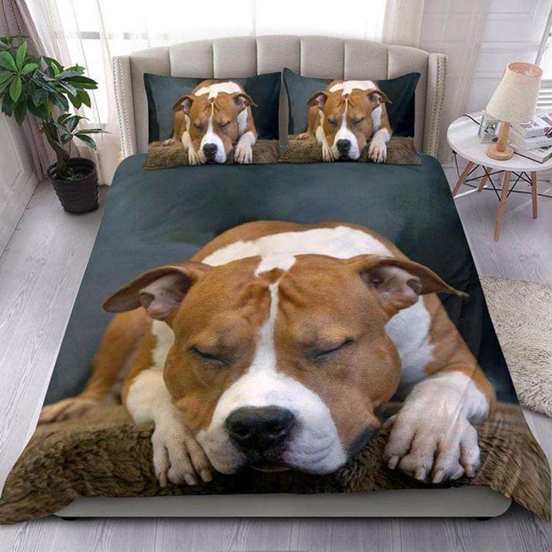 Cute Staffordshire Bull Terrier Sleeping Bedding Set Staffy Dog Lover Gift