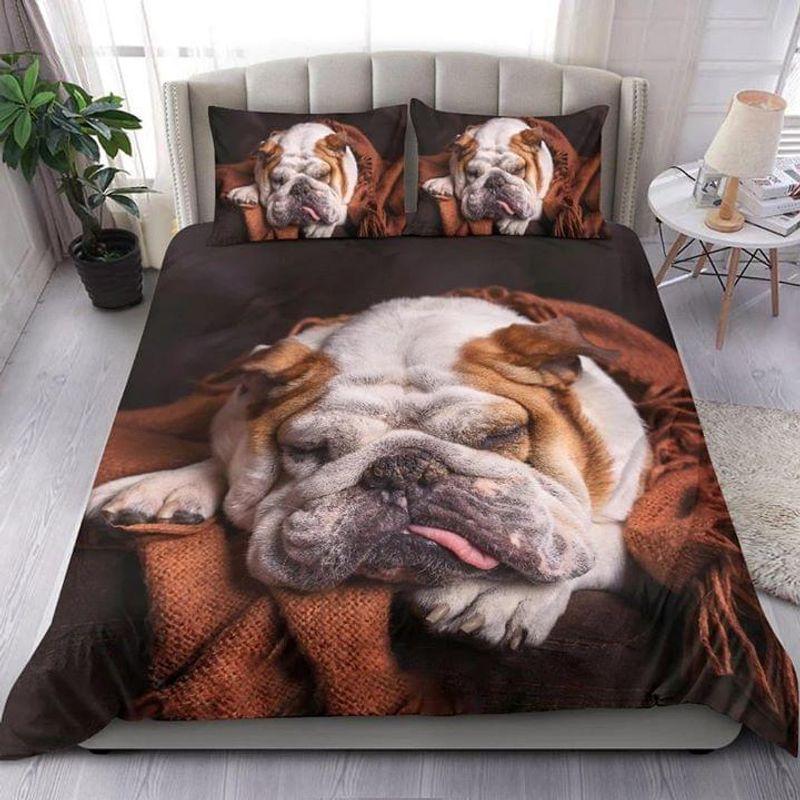 English Bulldog Sleeping Bedding Set Bulldog Lover Bed Set Family Gift