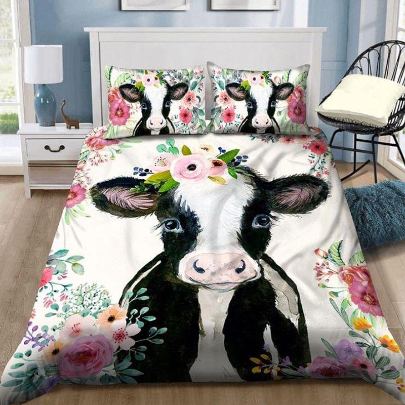 Cute Dairy Cow Baby Bedding Set Cow Floral Bed Set Cow Lover Gift