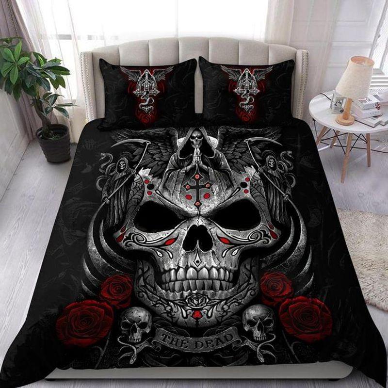 Grim Reaper Bedding Set Sugar Skull And Rose The Dead Halloween Gift